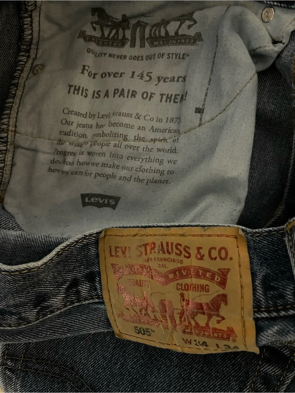 Men's Levi's 505 Regular Fit Straight Leg Jeans Dark Stonewash 34 x 34